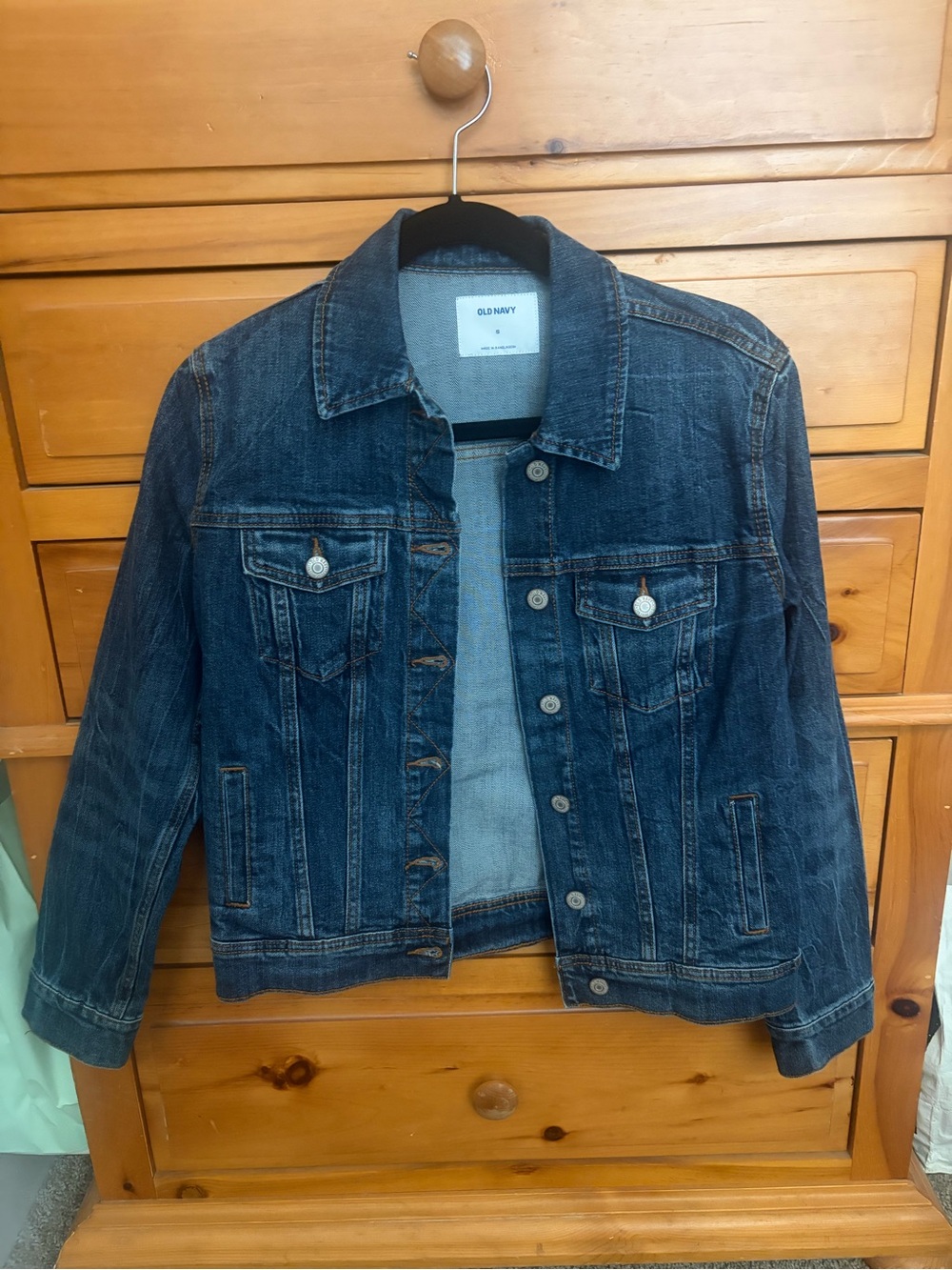 Old Navy Dark Blue Denim Jacket with Button-Front